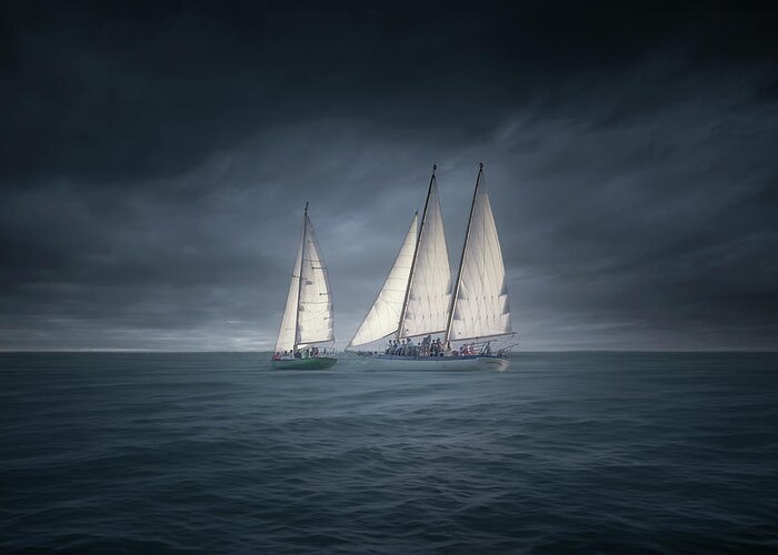 Sailboat Greeting Card featuring the photograph Sail Into the Storm by Mark Andrew Thomas