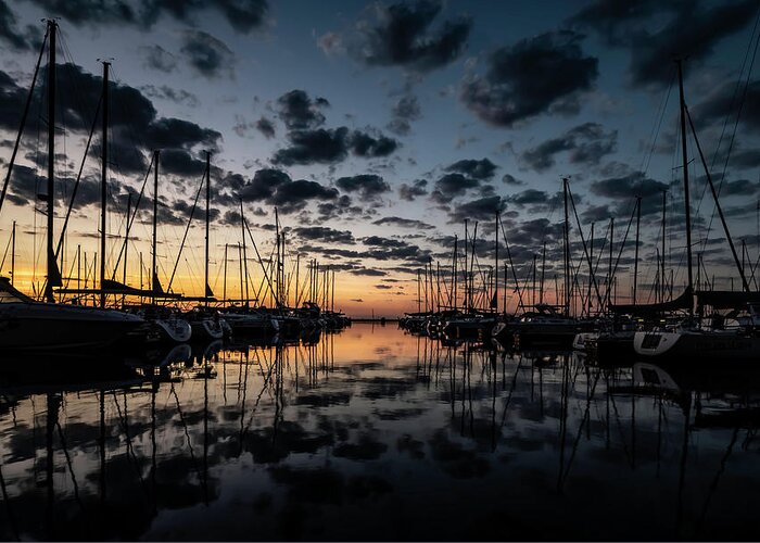 Sailboats Greeting Card featuring the photograph Sailboats with pretty sky by Sven Brogren
