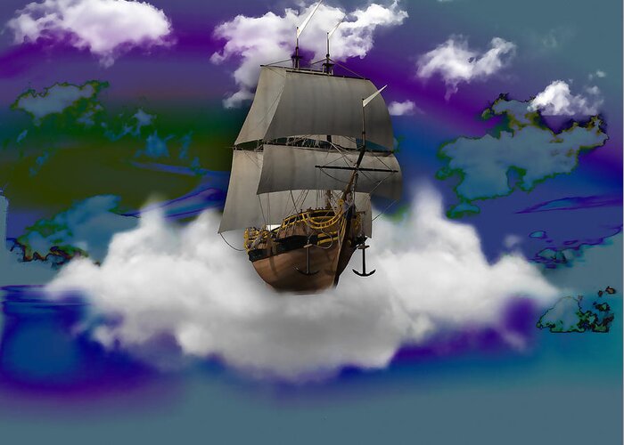 Sailing Greeting Card featuring the mixed media Sailing Ship by Marvin Blaine