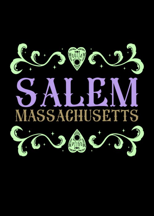 Halloween Greeting Card featuring the digital art Salem Massachusetts Ouija Love by Flippin Sweet Gear
