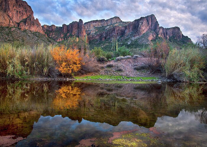 Sunset Phoenix Greeting Card featuring the photograph Salt River Sunset in the Fall by Dave Dilli