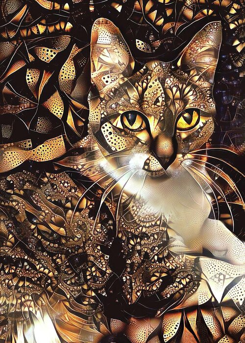 Tabby Cat Greeting Card featuring the digital art Samantha the Tabby Cat by Peggy Collins