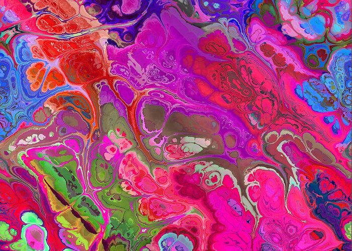 Colorful Greeting Card featuring the digital art Samijan - Funky Artistic Colorful Abstract Marble Fluid Digital Art by Sambel Pedes