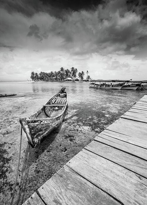 Native Wooden Boat Greeting Card featuring the photograph San Blas Island 1 by Blue Moon
