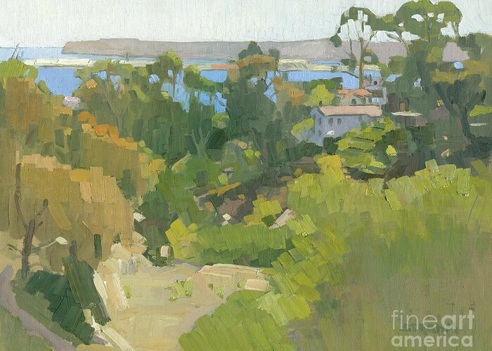 San Diego Bay Greeting Card featuring the painting San Diego Bay View - San Diego, California by Paul Strahm