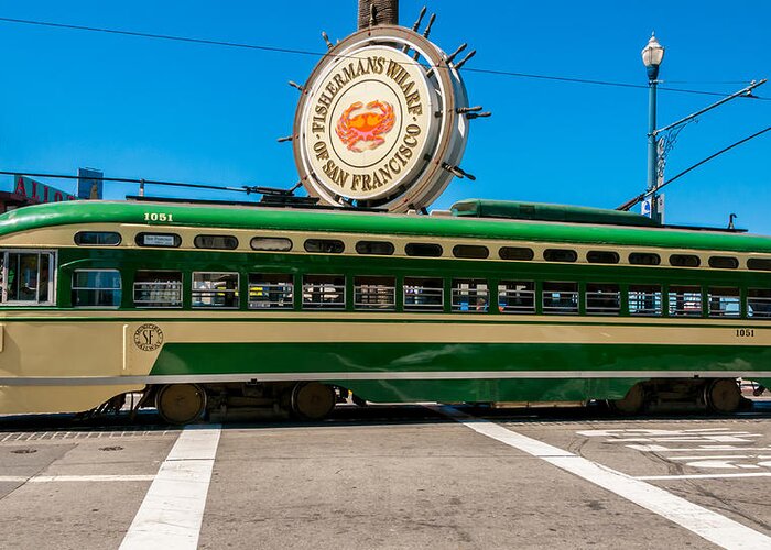 1051 Greeting Card featuring the photograph San Francisco Streetcar 1051 by Anthony Sacco