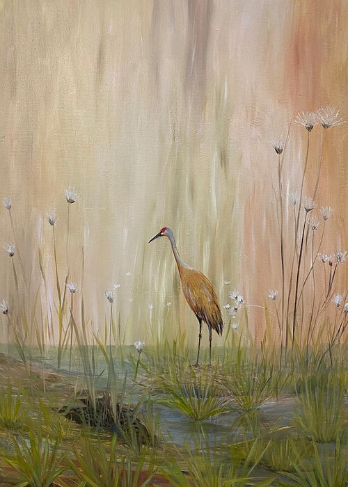 Sandhill Crane Greeting Card featuring the painting Sandhill Crane by Sue Dinenno