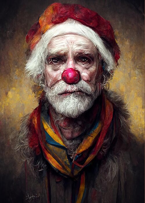 Santa Clown Greeting Card featuring the digital art Santa Clown by Trevor Slauenwhite