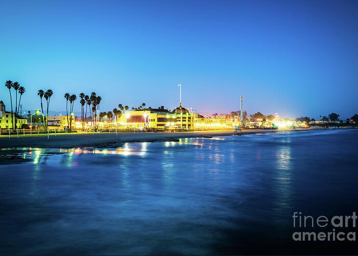 America Greeting Card featuring the photograph Santa Cruz Beach Boardwalk at Night Photo by Paul Velgos
