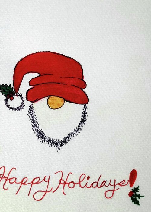 Santa Greeting Card featuring the painting Santa says, Happy Holidays by Shady Lane Studios-Karen Howard