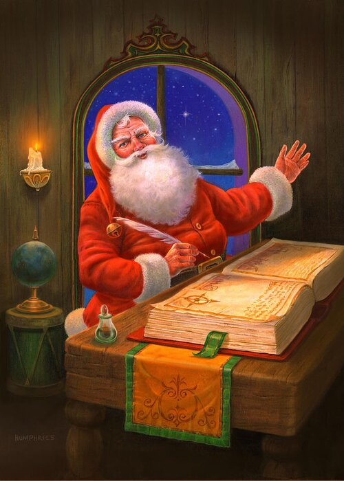 Michael Humphries Greeting Card featuring the painting Santa's Christmas Cheer by Michael Humphries