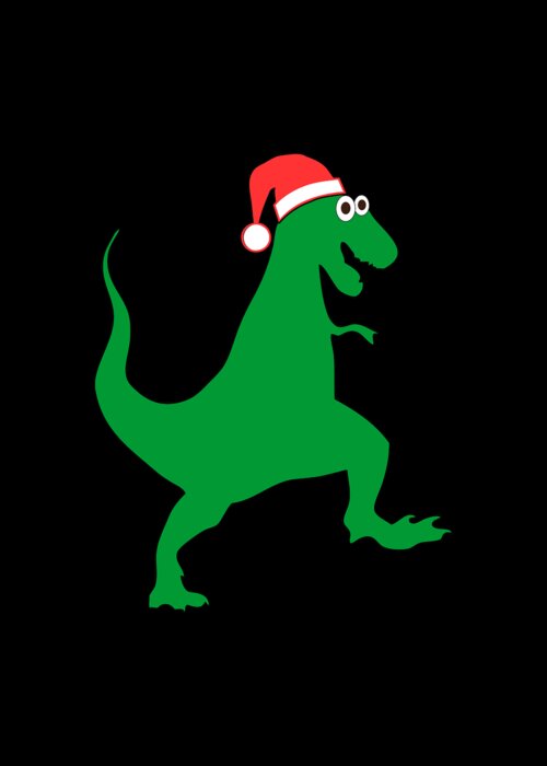 Christmas Greeting Card featuring the digital art Santasaurus Santa T-Rex Dinosaur Christmas by Flippin Sweet Gear