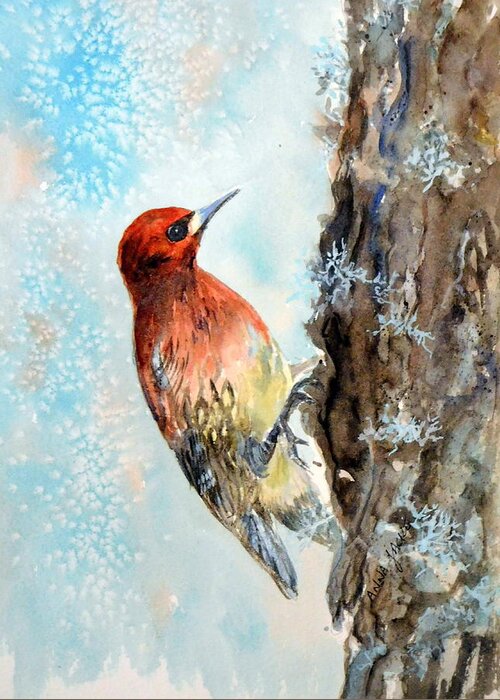 Sapsucker Greeting Card featuring the painting Sapsucker by Anna Jacke