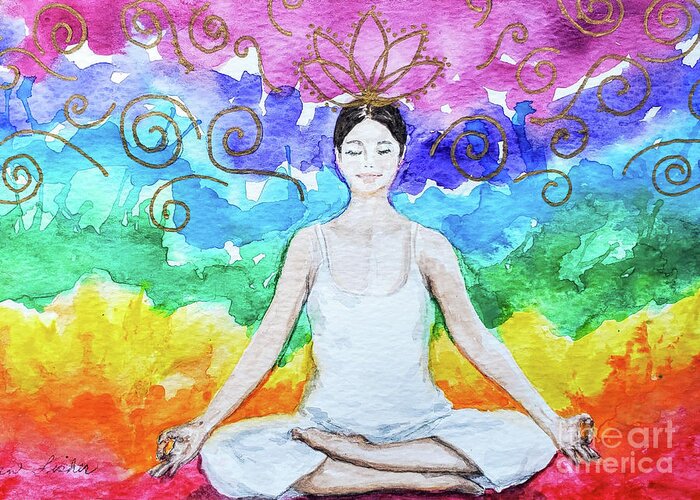 Crown Chakra Greeting Card featuring the painting Satya by Susan Fisher