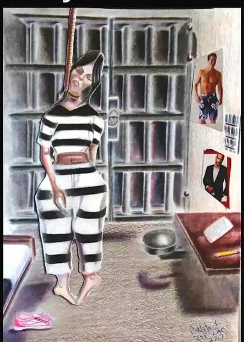 Black Art Greeting Card featuring the drawing SayHerName by Donald C-Note Hooker