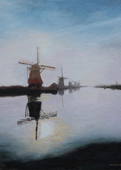 Landscape Greeting Card featuring the painting Scene From Netherlands by Masami IIDA