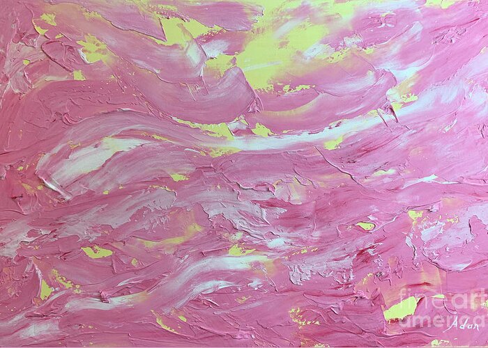 Pink Greeting Card featuring the painting Scenic Pink with Yellow by Felipe Adan Lerma
