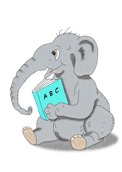 Elephant Greeting Card featuring the digital art School Time by John Haldane