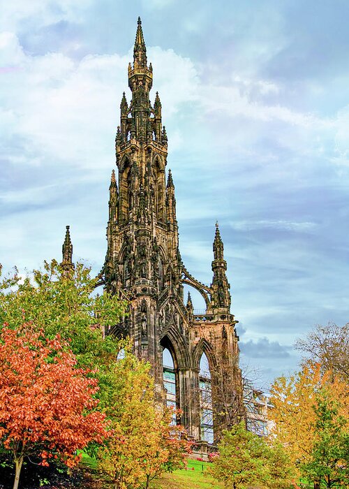Edinburgh Greeting Card featuring the digital art Scots Memorial by SnapHappy Photos