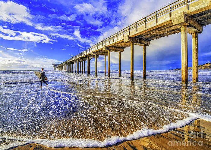 Surfer Greeting Card featuring the photograph SCRIPPS SURFER, San Diego, California by Don Schimmel