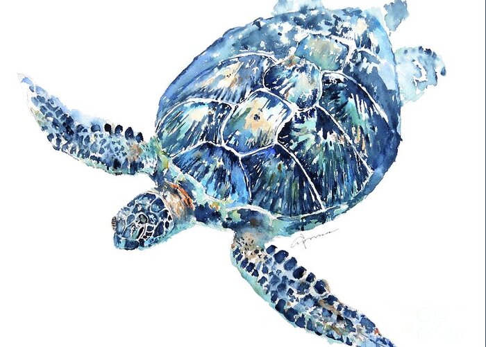Sea Turtle Greeting Card featuring the painting Sea Turtle 8 by Claudia Hafner