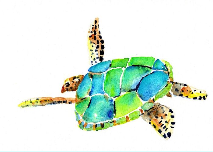 Turtle Greeting Card featuring the painting Sea Turtle by Carlin Blahnik CarlinArtWatercolor