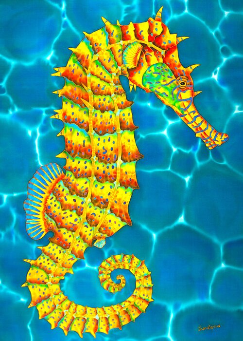 Seahorse Greeting Card featuring the painting Jamaican Seahorse by Daniel Jean-Baptiste