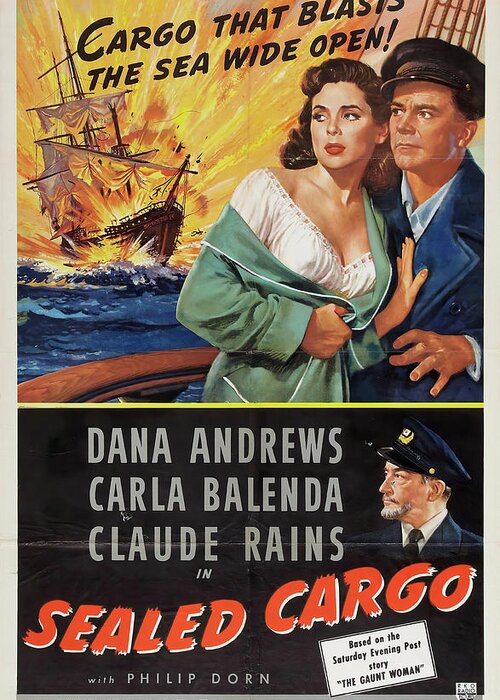 Sealed Greeting Card featuring the mixed media ''Sealed Cargo'', 1951 by Movie World Posters
