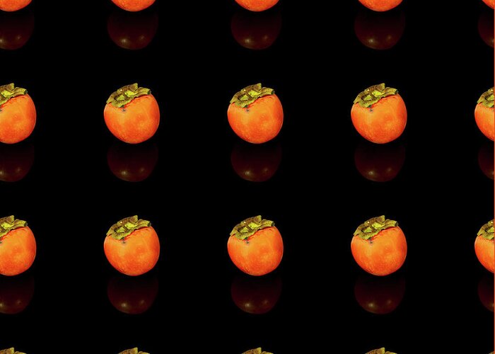 Seamless Greeting Card featuring the photograph Seamless persimmon fruit pattern by Fabiano Di Paolo