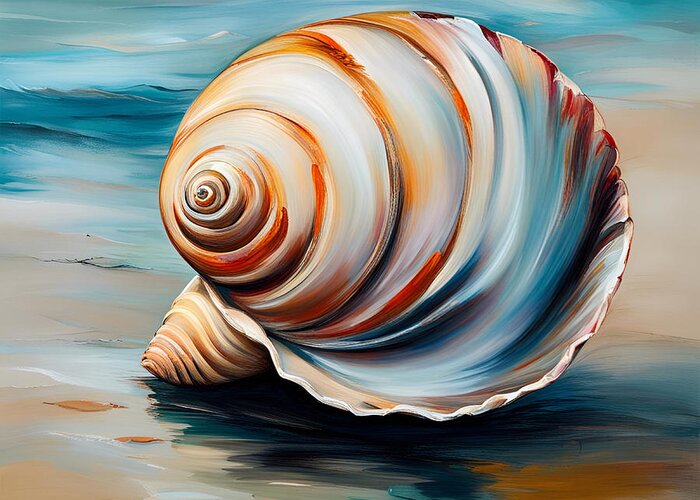 Newby Greeting Card featuring the digital art Seashell 3 by Cindy's Creative Corner