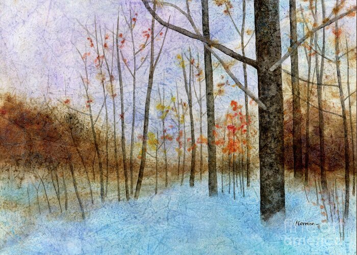 Winter Fall Greeting Card featuring the painting Season's End by Hailey E Herrera
