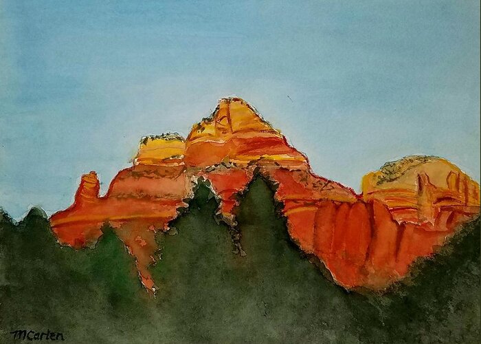 Sedona Greeting Card featuring the painting Sedona Golden Hour by M Carlen