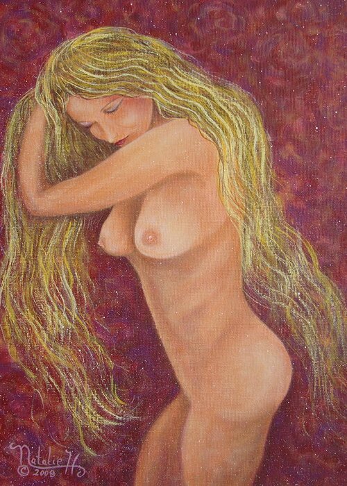 Nude Greeting Card featuring the painting Seductive Virgin by Natalie Holland