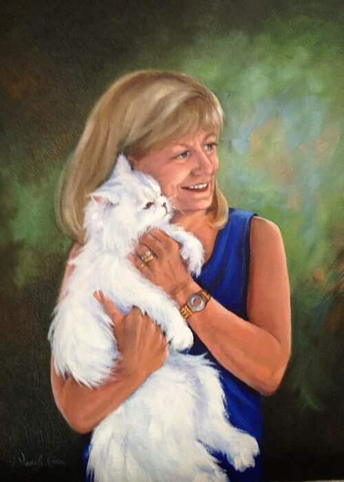 Cat Greeting Card featuring the painting Self Portrait by Judy Rixom