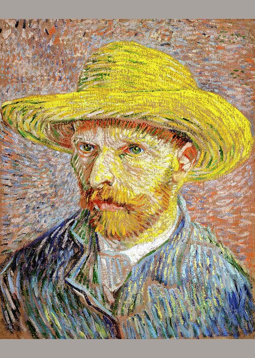 Self Portrait Greeting Card featuring the painting Self Portrait With a Straw Hat by Vincent Van Gogh 1887 by Vincent van Gogh