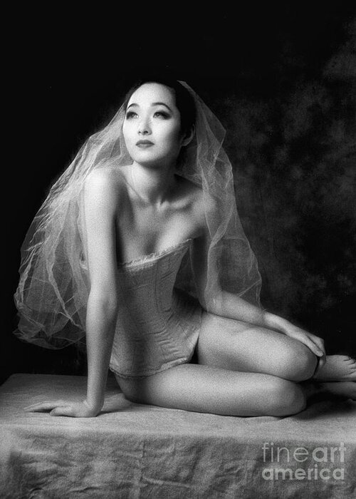 Boudoir Greeting Card featuring the photograph Semi-nude of a Young Oriental Girl by Renata Ratajczyk