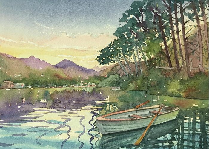 Watercolor Greeting Card featuring the painting September Evening by Luisa Millicent