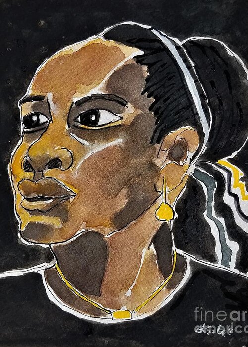 Serena Williams Greeting Card featuring the painting Serena Williams by Lesley Giles