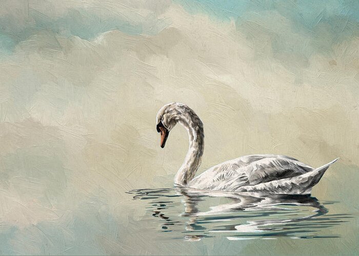 Swan Greeting Card featuring the digital art Serenity by Shawn Conn