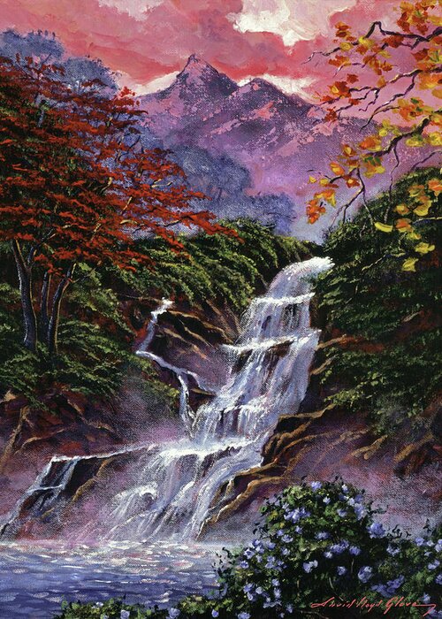Landscape Greeting Card featuring the painting Serenity Sounds by David Lloyd Glover