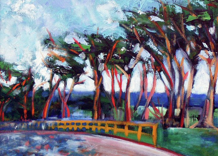 Carmel By The Sea Greeting Card featuring the painting Seventeen Mile Drive by Walter Fahmy