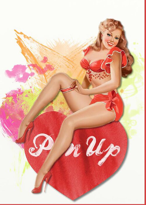 Sexy Girl Greeting Card featuring the drawing Sexy Girl Valentine Pin Up by Peter Driben
