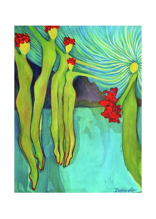 Divine Feminine Art Greeting Card featuring the painting Shared Radiance by Darcy Lee Saxton