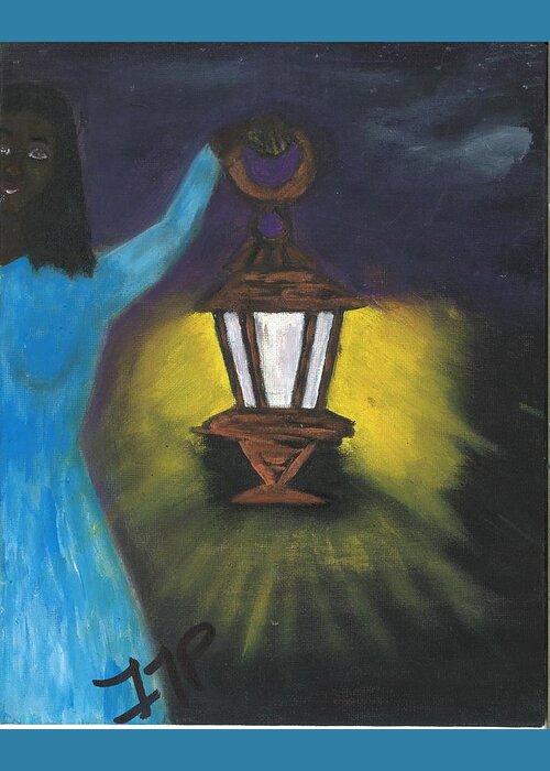 Guide Greeting Card featuring the painting She Lights The Way by Esoteric Gardens KN