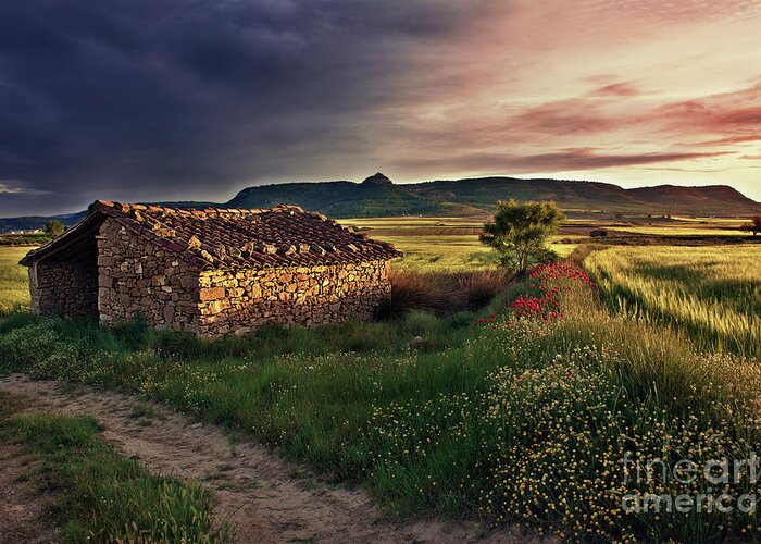 Nightfall Greeting Card featuring the photograph Shepherd's hut by Vicente Sargues