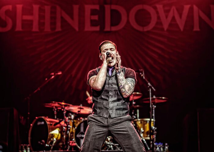 1-25-2013 Greeting Card featuring the photograph Shinedown - Brent Smith by William Towner