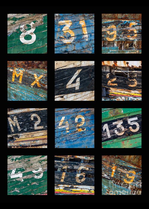 Numbers Greeting Card featuring the photograph Shipwrecks numbers vertical collage by Delphimages Photo Creations