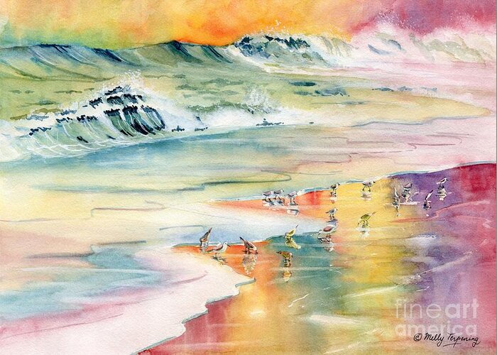 Shoreline Greeting Card featuring the painting Shoreline Watercolor by Melly Terpening