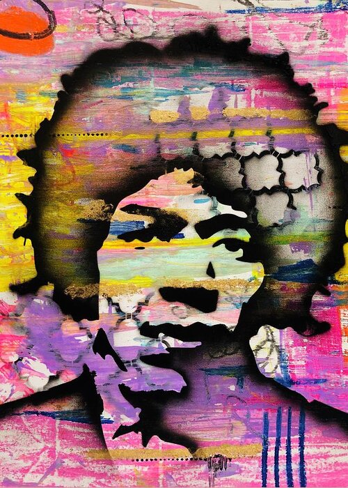 Jimi Hendrix Greeting Card featuring the painting Show me your colors by Jayime Jean