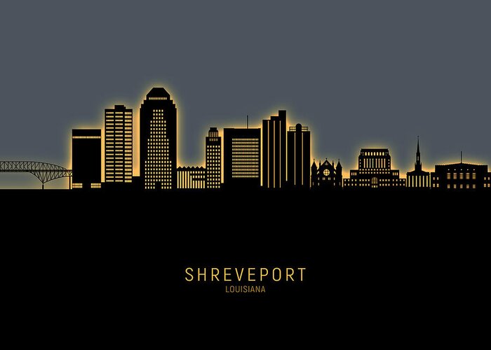 Shreveport Greeting Card featuring the digital art Shreveport Louisiana Skyline #25 by Michael Tompsett